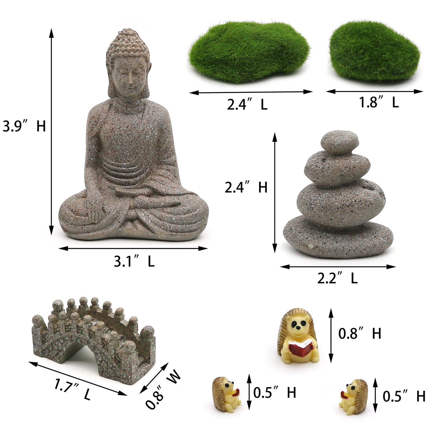 Meditation Zen Garden Accessories - Miniature Buddha Fairy Garden Kit Micro landscape Terrarium Kit DIY Japanese Mini Zen Garden Decor Chinese Potted Plant Culture Bonsai Decoration Bridge Pagoda