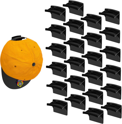 24 Pack Adhesive Hat Rack for Wall - Strong Multi-Purpose Organizer for Baseball Caps, No Drilling Hat Holder