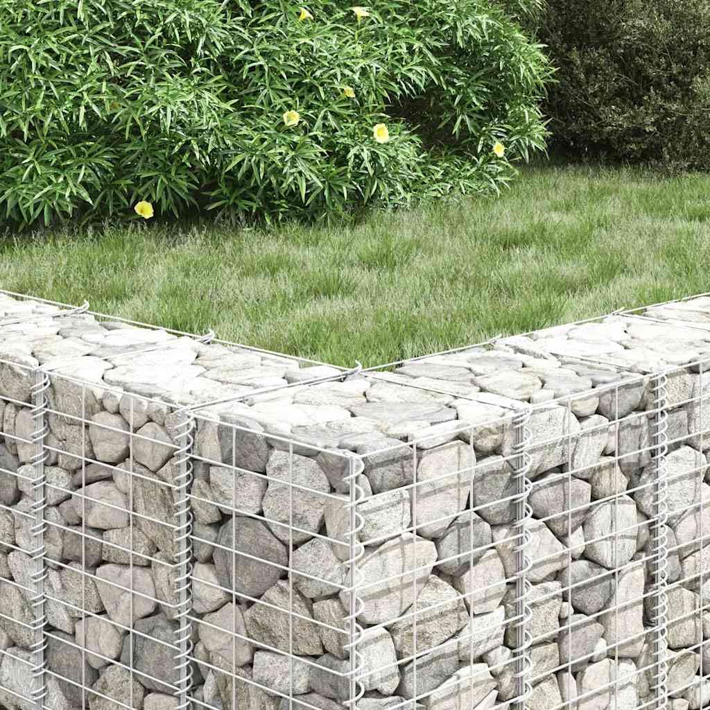 Foknhdi 3-Pack Large Silver Gabion Raised Garden Bed 78.7 in Tall Rust-Proof Iron Planter Box for Outdoor Patio, Balcony & Courtyard