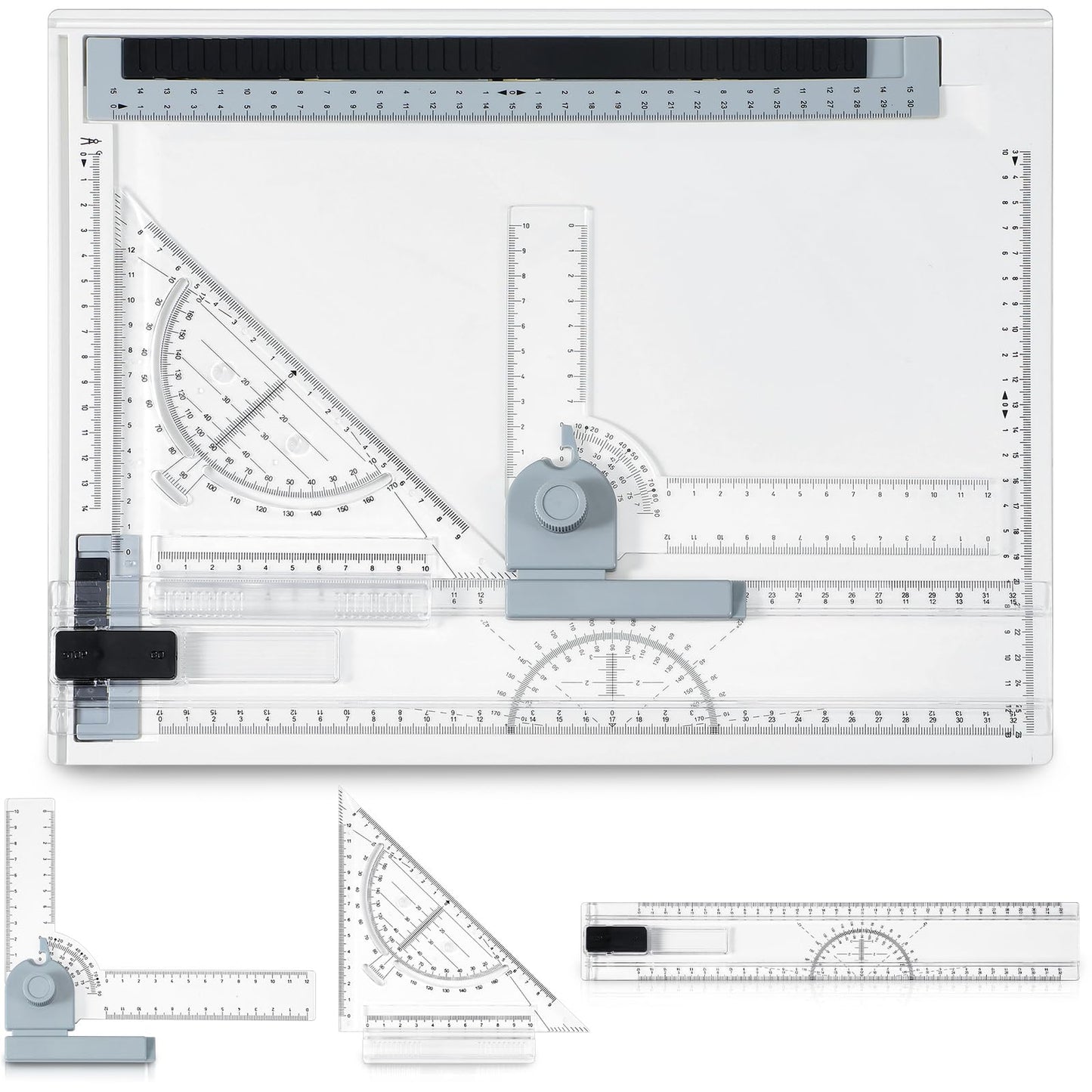 Zonon A4 Portable Drawing Board, Multi-Function Metric Drafting Table Drafting Board with Clear Rule Parallel Motion and Angle Adjustable Measuring System