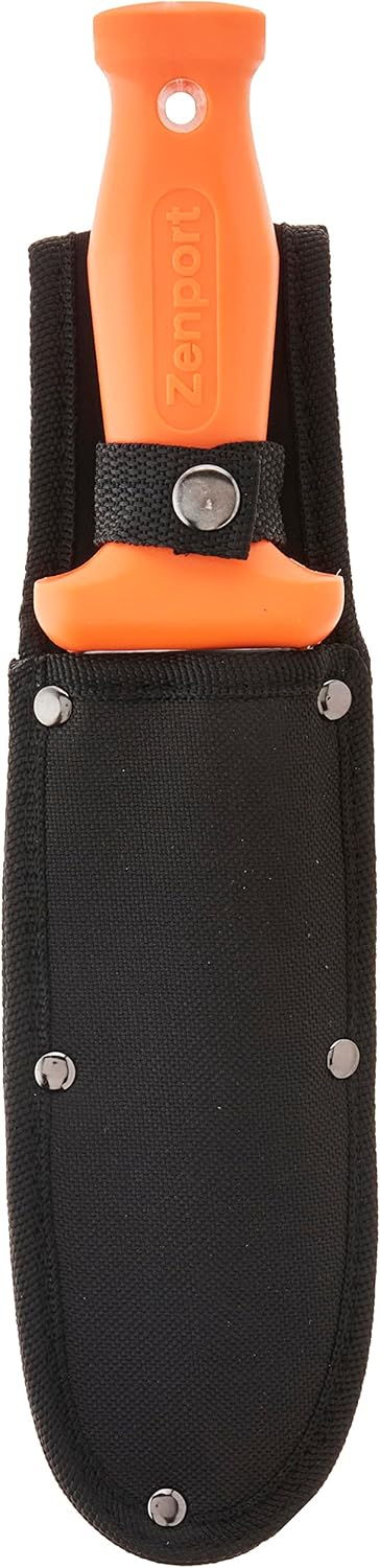 Zenport K246 Deluxe ZenBori Soil Knife with Sheath, 6-Inch Stainless Steel Blade, Orange Handle