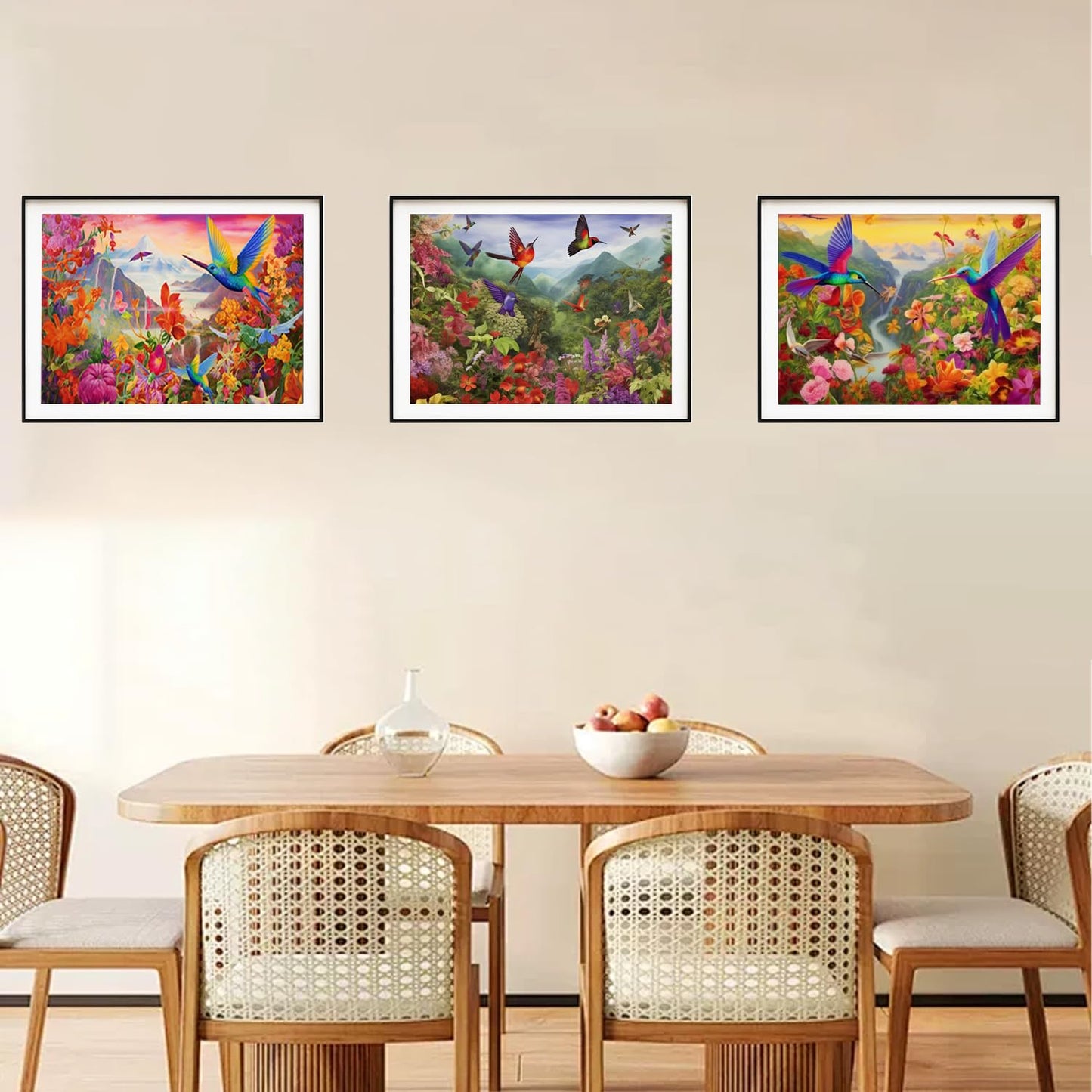 EWJRNSF 5D Diamond Painting Kits for Adults Beginners, Diamond Arts Kits Diamond Art Sets,Gem Painting Arts & Crafts Home Wall Decoration 11.8x15.7 Inches 3 Pack Hummingbird