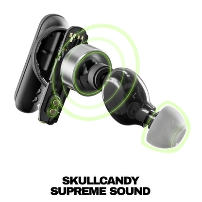 Skullcandy Smokin’ Buds Wireless Earbuds, Bluetooth Headphones, Noise Isolating Fit, Up to 20 Hours Battery, IPX4 Sweat and Water Resistant, Microphone for iPhone Android - Midnight Smoke