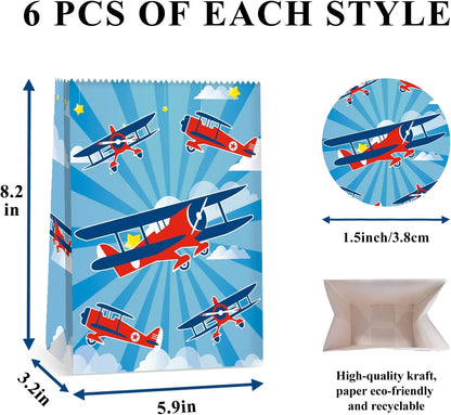 24Pcs Plane Party Bags Airplane Birthday Party Supplies Planes Party Decorations Airplane Gift Bag Airplane First