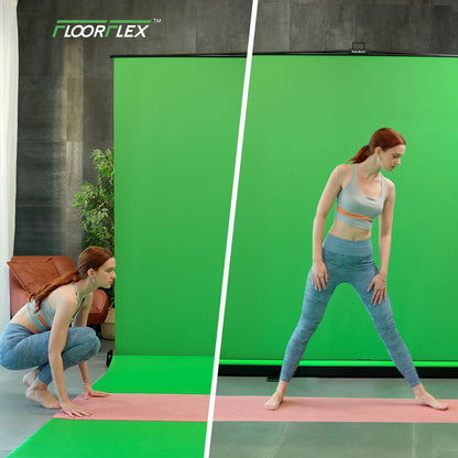 RAUBAY Collapsible Green Screen - FloorFlex Backdrop with Floor Extension 7x7x7 ft - Portable Retractable Chroma Key Background with Stand for Video Conference, Streaming, Photo Studio CGS2100 - FX