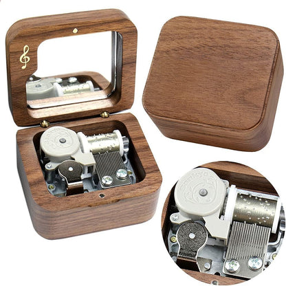 Sinzyo Rainbow Connection Walnut Music Box Vintage Wood Carved Wind Up Musical Box Gift