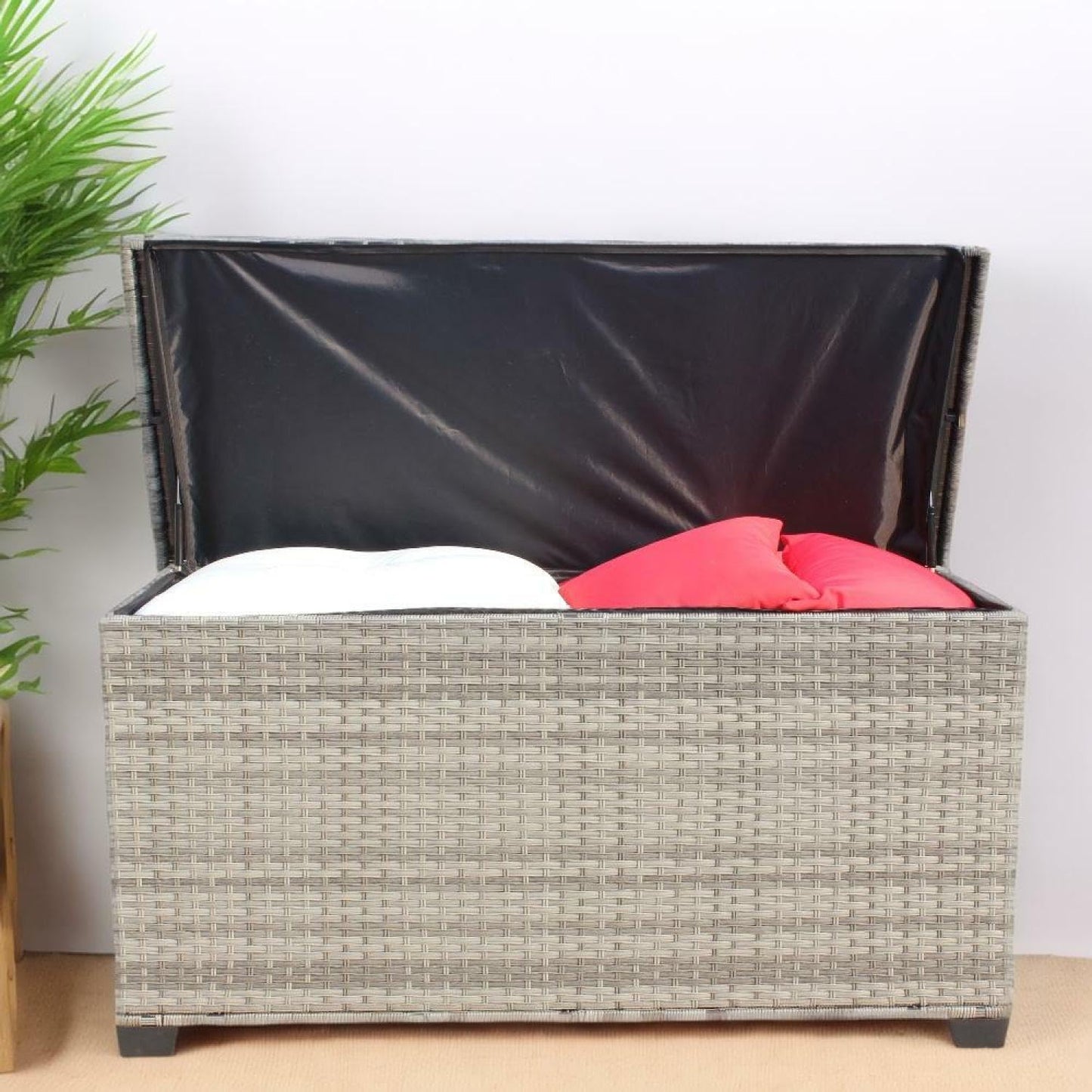 Geelife Wicker Patio Furniture Storage Box Grey