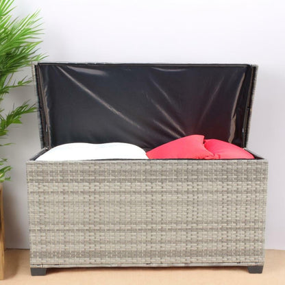 Geelife Wicker Patio Furniture Storage Box Grey