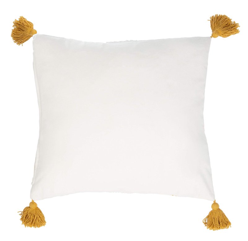 SAFAVIEH Polli 20-inch Mustard Yellow and Beige Tassel Decorative Throw Pillow