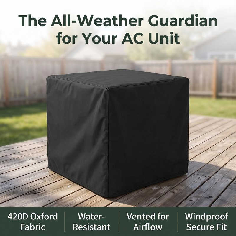 Ailelan Winter Air Conditioner Covers for Outside Units - 34 x 34 x 30 inches Water Resistant AC Unit Covers Outdoor - American Standard Furniture Universal Cover (Square) - Black