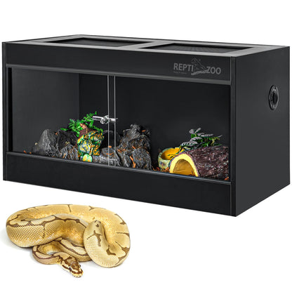 REPTI ZOO 50 Gallon PVC Reptile Enclosure, 36x18x18 inch Reptile Tank for Ball Python Bearded Dragon Snake Gecko, Reptile Terrarium Lounge Habitat with Glass Sliding Door & Top Screen Ventilation