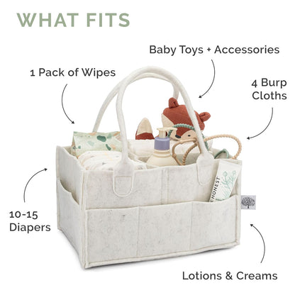 Parker Baby Diaper Caddy - Large Nursery Storage Bin & Car Organizer for Diapers & Wipes - Sage Green