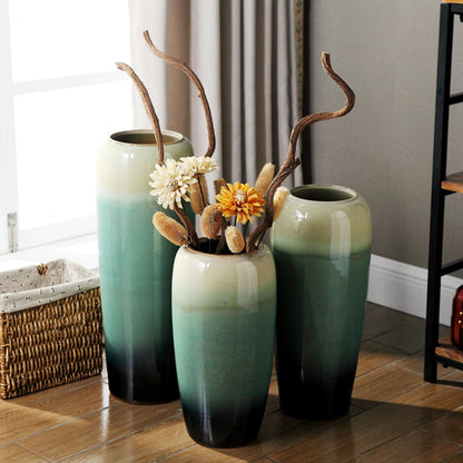SGeneE Large Floor Vase, 27" Tall Flower Vase, Ceramic Decorative Vase for Living Room Modern Home Decor Bedroom Office Décor (Green 24inch)