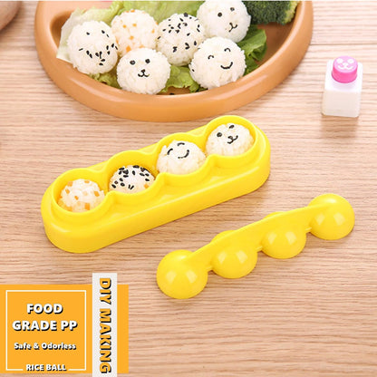 Rice Mold Cartoon Bento Maker, Mould Ball & Seaweed Nori Cutter for Baby Kids Meal, Set of 5