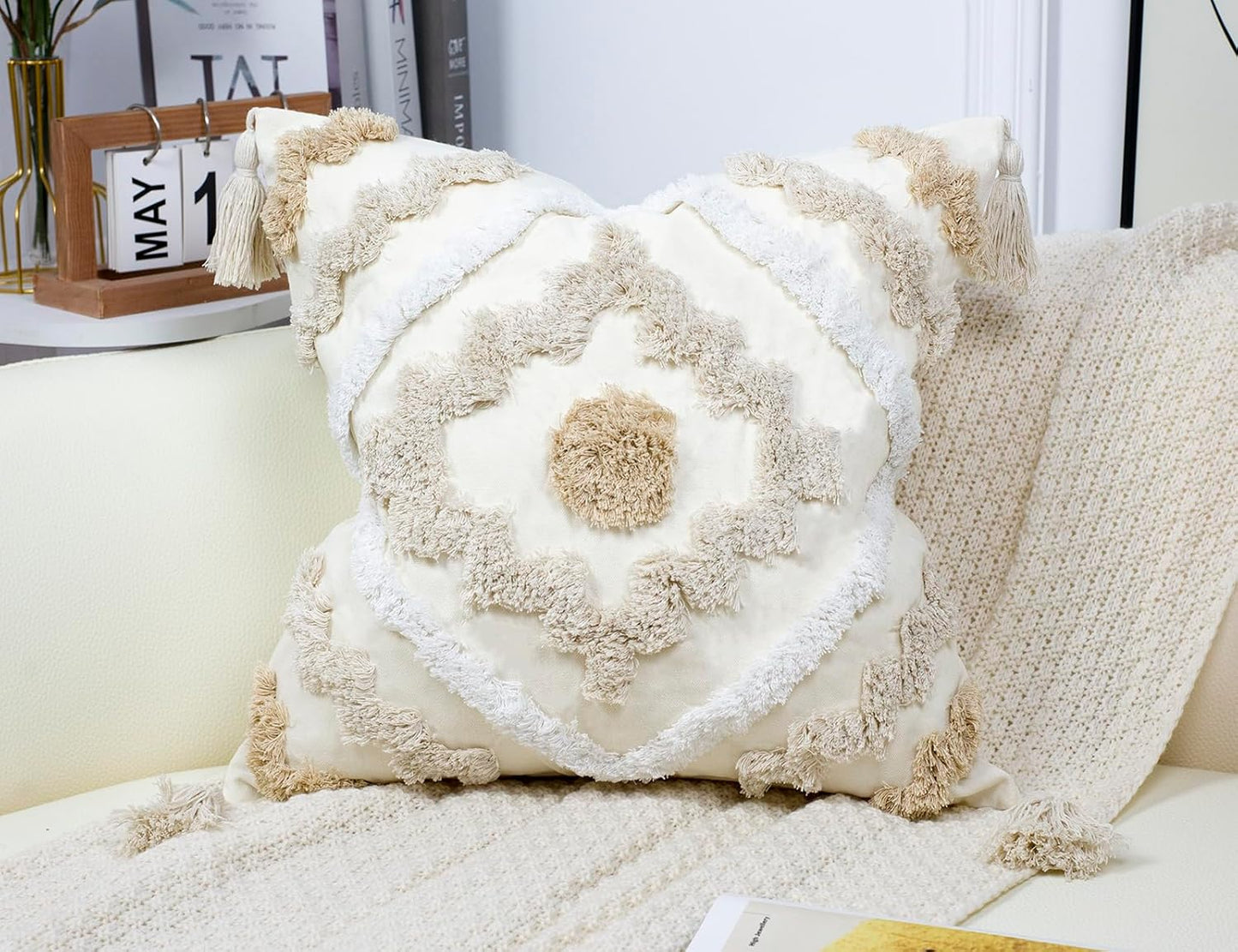22 22,Modern NUYECY Decorative Farmhouse Throw Pillow Covers x Neutral Couch Pillow Cover,Cotton Checked Pattern Boho