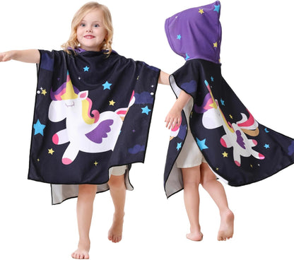 1 2 3 4 5 Unicorn Towel Poncho for Toddler s Kids Bath Beach Pool Girl Age Old Swim Cover-ups with Bag
