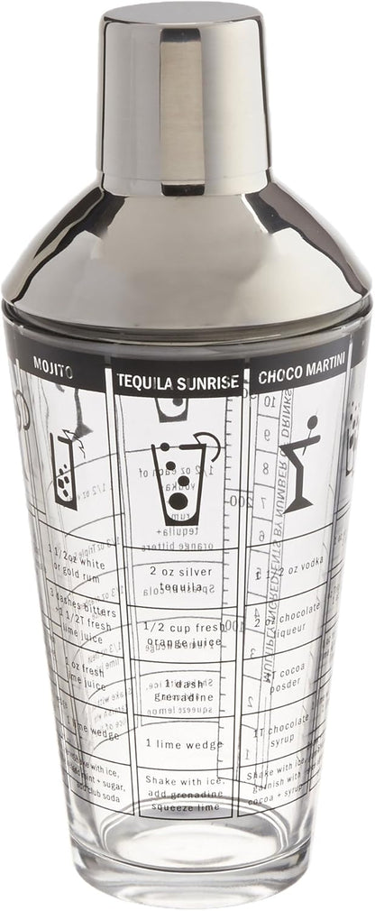 Franmara 8151-BX Recipe Cocktail Shaker, Stainless Steel/Glass