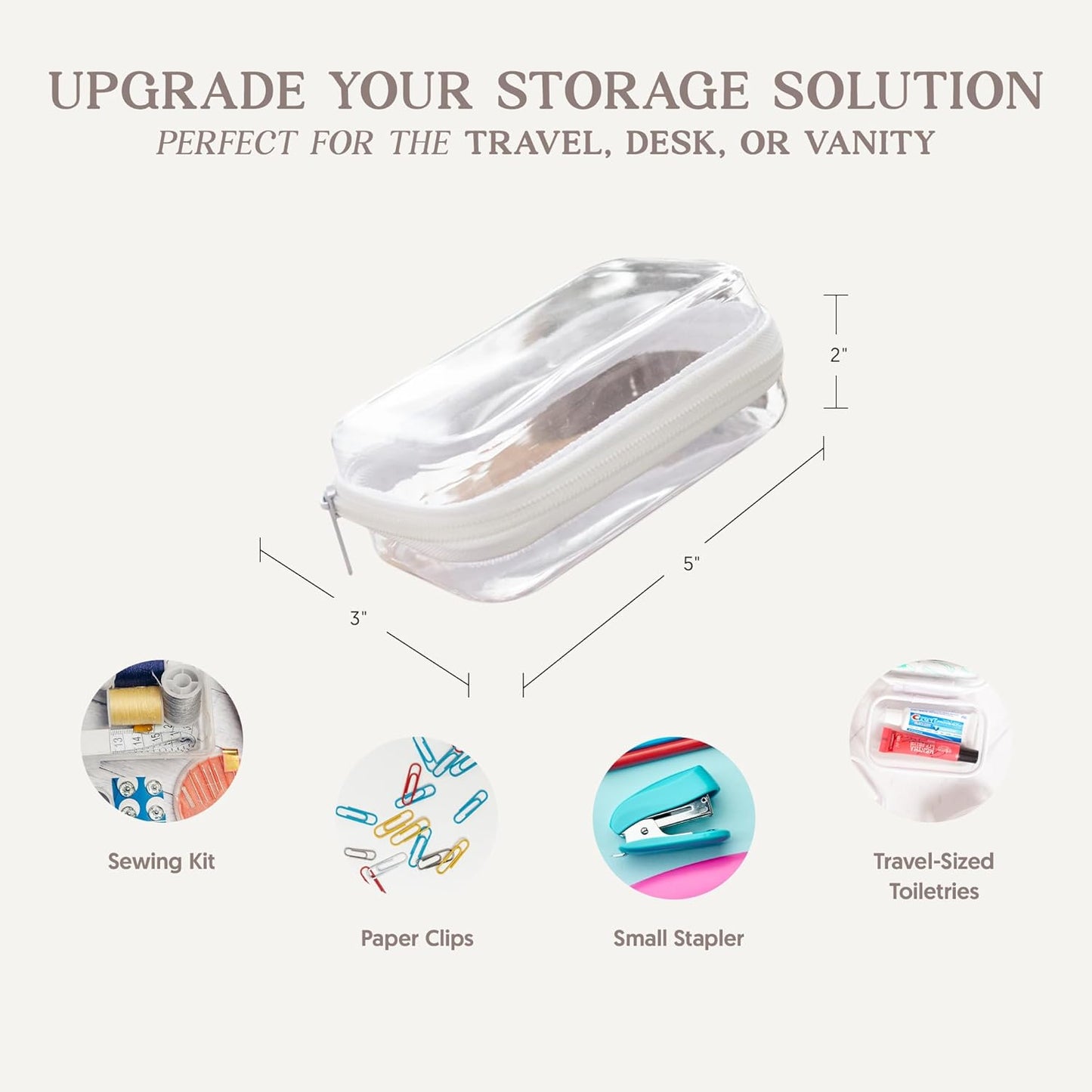 Maple & Lark Bliss Bins - Clear Zipper Case for Storage - Professional-Grade Plastic Pencil Case, Toiletry Pouch,