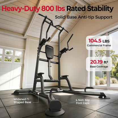 FLYBIRD PT6 Heavy Duty Power Tower with Assisted Leg Raise, Multi-Function Pull Up Bar & Dip Station for Core and Ab Training, Home Gym Equipment, 800 LBS Capacity | FED Fitness