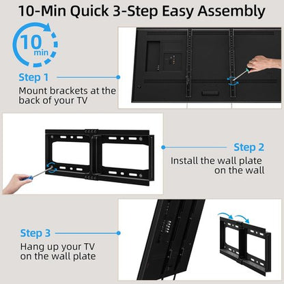 HOME VISION Heavy Duty TV Wall Mount - Fits 32-86 Inch Flat Screens, Max VESA 600x400mm, Supports 165lbs