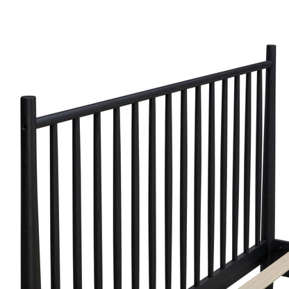 NTC Inno Wooden Bed Frame with Headboard, Solid Oak and Rubber Wood Foundation with Silent Slats and Wood Central Supports, 1000 Lb Capacity, Effortless Assembly, King - Burnt Black
