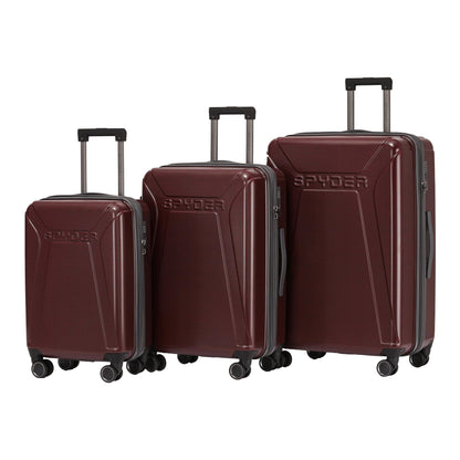 Spyder Traverse 3 Piece Carry On & Checked Suitcase Set with 360° Spinner Wheels, TSA Approved Lock (20 Inch, 25 Inch, 29 Inch), Cherry