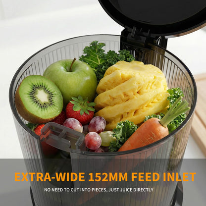 XTKKGFBIR Cold Press Juicer, 400W Masticating Juicer with 6" Extra-Large Feed Chute, 55RPM Slow Juicer, High Juice Yield, Easy to Clean, for Whole Fruits, Vegetables, Nut Milk & Sorbet, 1.8L Capacity