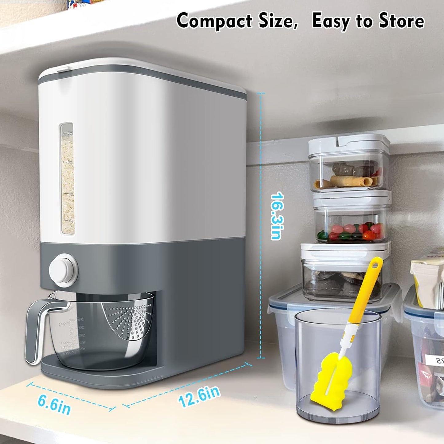 22-25 Lbs VenDotbi Rice Dispenser, Rice Container with Measuring Cup, Upgraded Built-in Fresh Box, Cereal Dispenser
