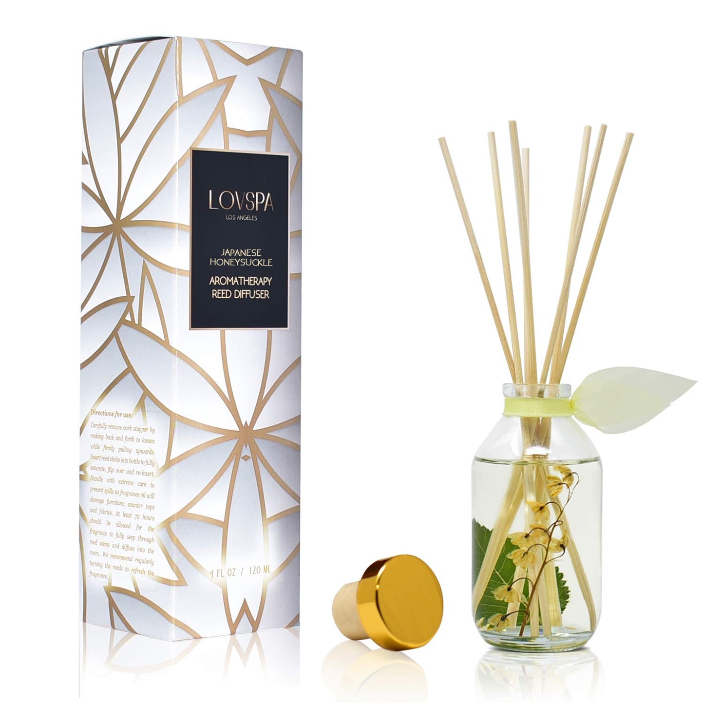 LOVSPA Reed Diffuser Set, Smoked Vanilla Scented Oil Diffuser with Sticks, Home Fragrance Accessories for Bathroom Shelf Decor, Aroma Diffusers for Home or Office Fall Decor, USA Made