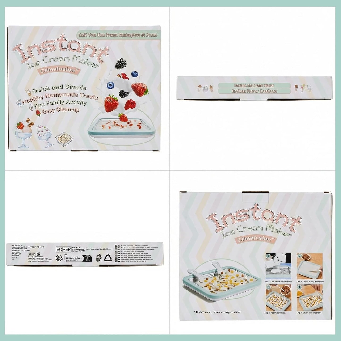 2 Frozen Rolled Ice Cream Maker Instant Ice Cream Maker with Spatulas Yoghurt Plate Homemade DIY Instant Gelato