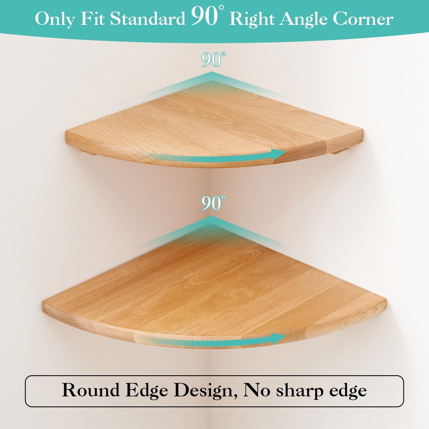 12 inches Oak Corner Shelf Natural Wood Floating Corner Shelves Round End Wall Mounted Display Shelf Corner Plant Stand