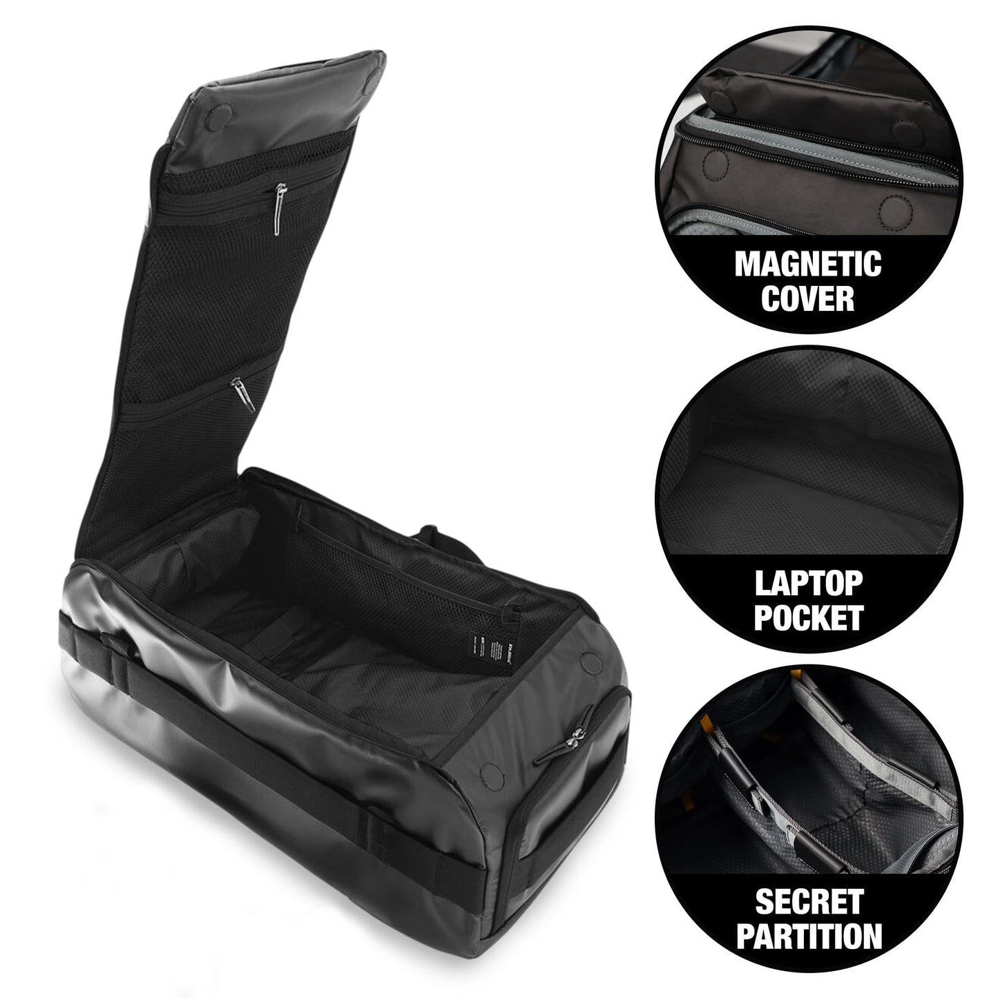 Blackbriar Range Duffel 40L Ash Black 2.0 Version, Convertible Backpack with Patented Magnetic Access, Modular S-Partition, Dual Shoe Garage | Waterproof Drycoatex™ for Tactical, Travel, Gym