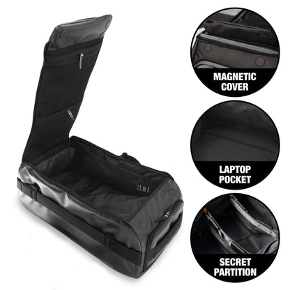 Blackbriar Range Duffel 40L Ash Black 2.0 Version, Convertible Backpack with Patented Magnetic Access, Modular S-Partition, Dual Shoe Garage | Waterproof Drycoatex™ for Tactical, Travel, Gym