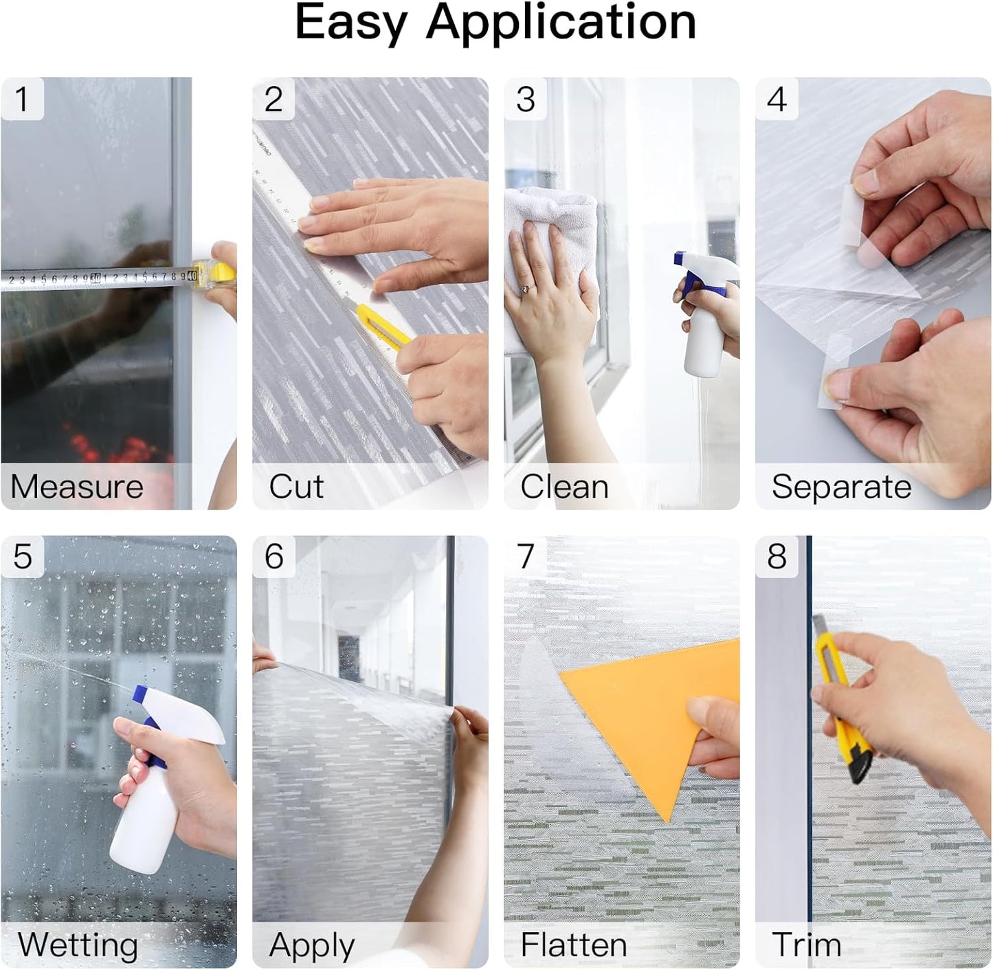 DOWELL Window Privacy Film, Frosted Glass Static Cling, Opaque Vinyl Covering for Home Office, 17.5 x 78.7 inches