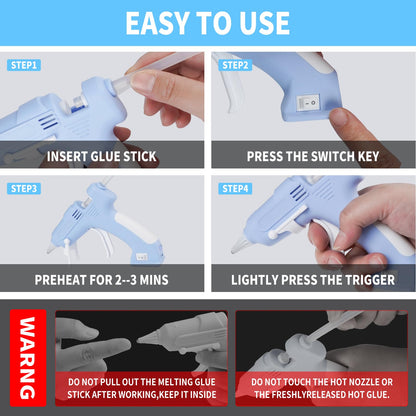 Cordless Hot Glue Gun,Rechargeable Fast Preheating Glue Gun Kit with 20 Pcs Premium white Glue Sticks and USB-C Charging Port for DIY Projects, Arts, Crafts, Quick Repairs and Home Decoration