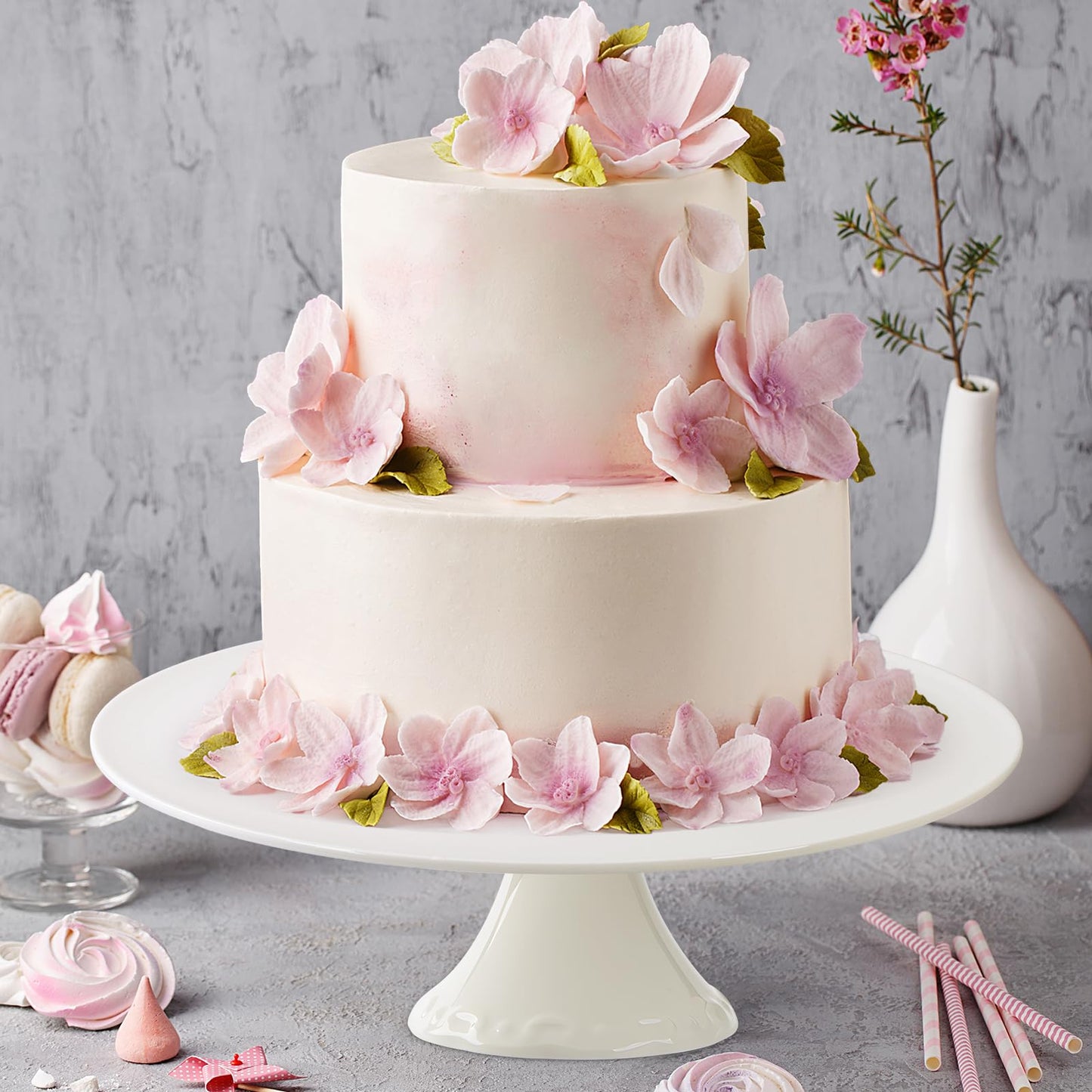 BPFY White Porcelain Cake Stand 10 Inch, Round Dessert Stand, Display Cupcake Stand for Party, Weddings, Birthday, Baby Shower