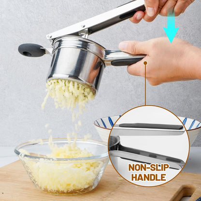Skiennix Potato Ricer - Heavy Duty Stainless Steel with 3 Interchangeable Discs & Silicone Handle | Perfect for Mashed Potatoes