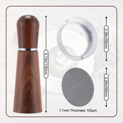 58mm Espresso Accessories Kit,316 Stainless Steel WDT Tool Espresso,Dosing Funnel and Puck Screen Set,Espresso Distribution Tool,Espresso Coffee Stirrer for Barista