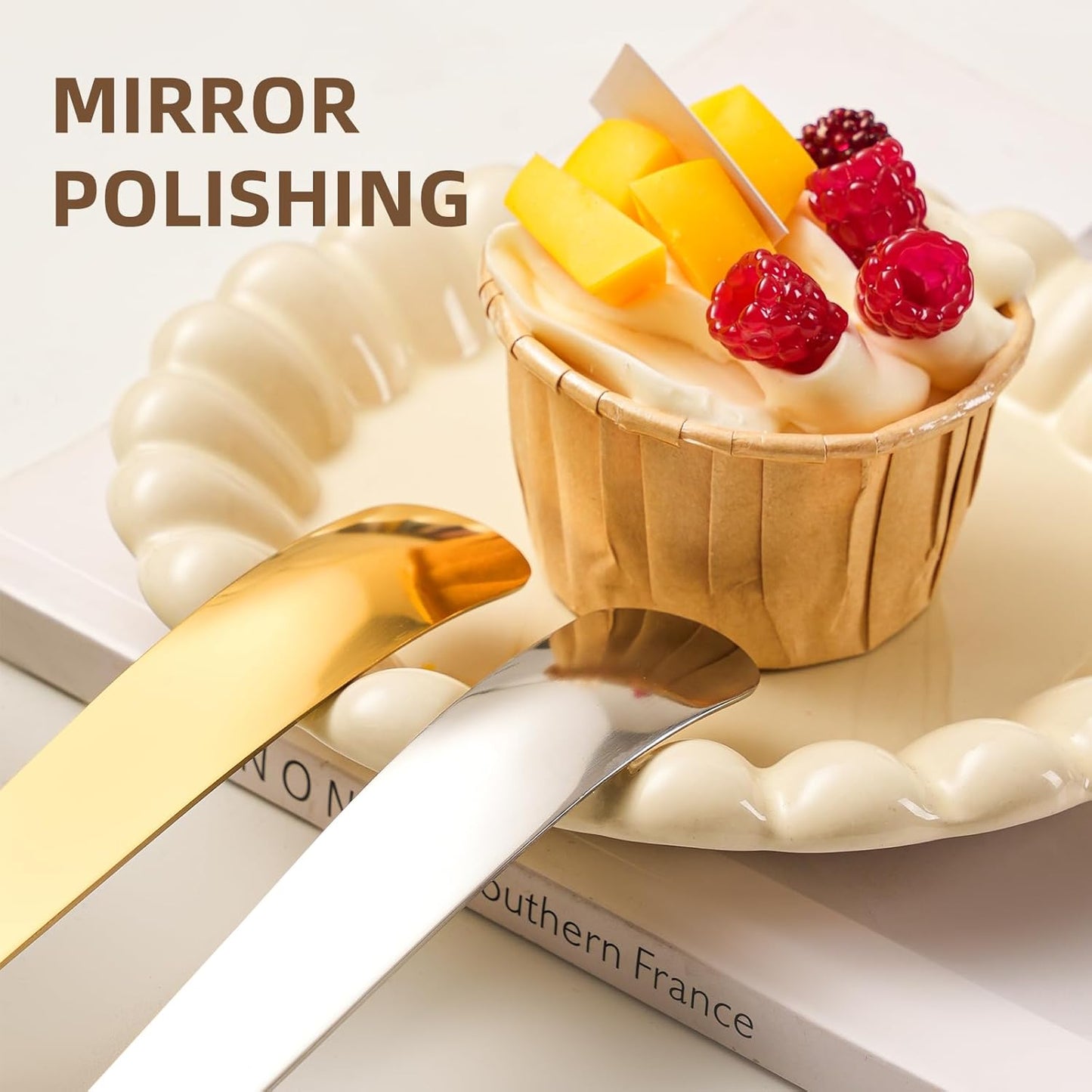 Ziha OTZMA 6-Piece Set, (3 3 Dessert Spoons Premium Stainless Steel Tea Spoons for Dessert, Ice Cream, Fruit Salads