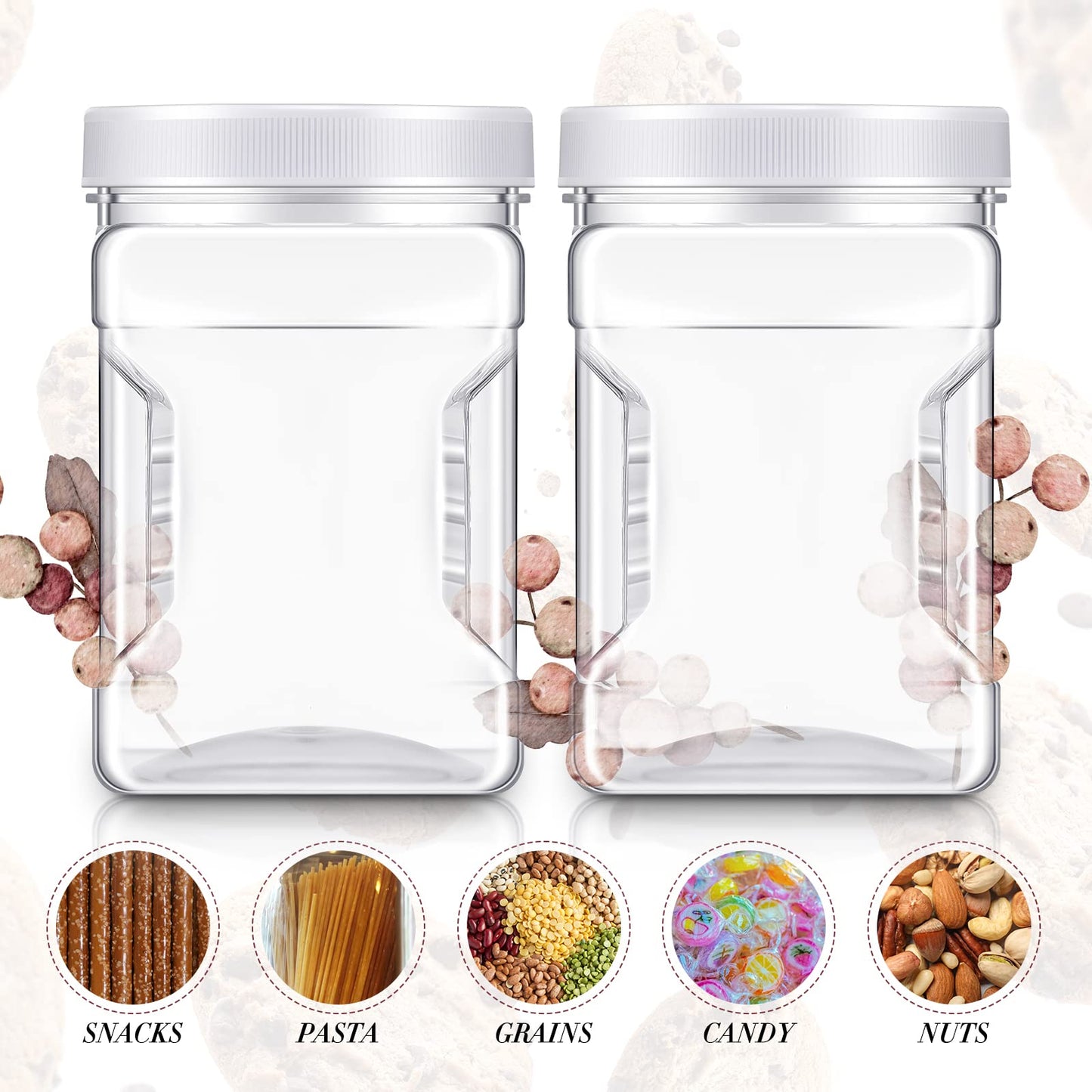 Gerrii 18 Pcs 27 Oz Plastic Storage Jars with Lids, Clear Wide Mouth Square Plastic mason Containers, Paint Storage Containers with Easy Grip Handles, Reusable Wide Mouth Canisters