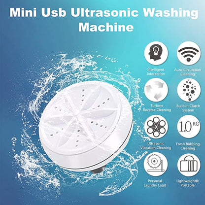 WAQIA Mini Washing Machine - Portable Ultrasonic Turbine Washer with USB for Travel, Business Trip, or College Rooms