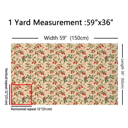 Autumn Fruits Fabric by The Yard,Farmhouse Style Wild Plants Flannel Polyester Fabric,Jungle Camping Quilting Supplies for Sewing,Botanical Plants Rustic Style DIY Crafts,2 Yards,72" L x 59" W
