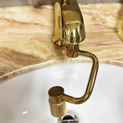 BOSICATS 1080° Brass Faucet Extender, Sink Faucet Extender for Toddlers, 2 Spray Modes Kitchen Faucet Aerator, Fits 55/64" & 15/16" Threads (Gold)