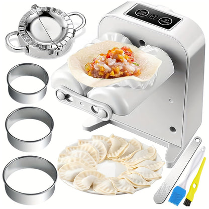 Automatic Dumpling Press Maker Machine, Household Easy Quick Electric Dumpling Maker Press Machine with Empanada Maker Press,Dough Cutters,Spoon and Brush- For Home Kitchen Christmas Birthday Gifts