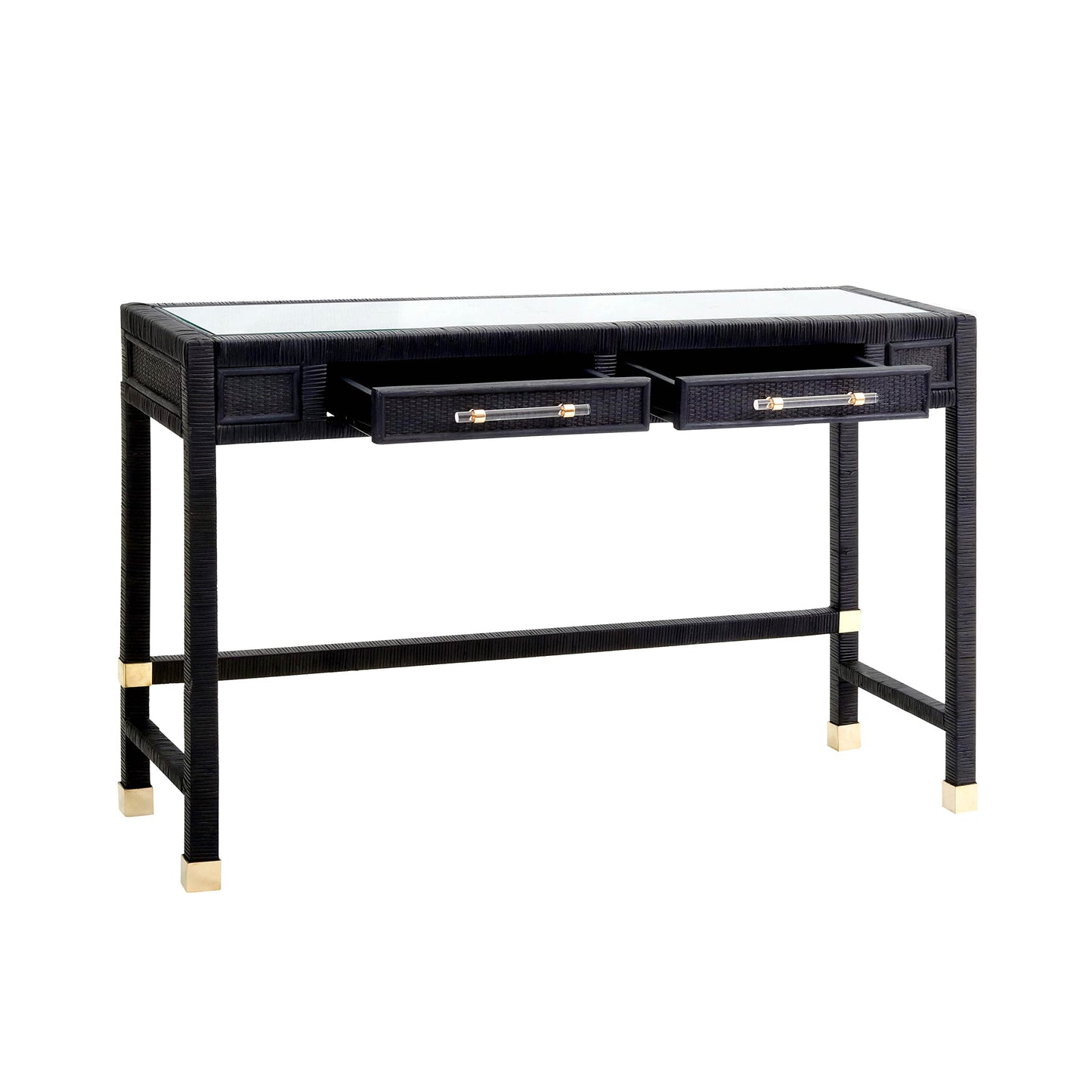 Tov Furniture Amara Charcoal Rattan Desk