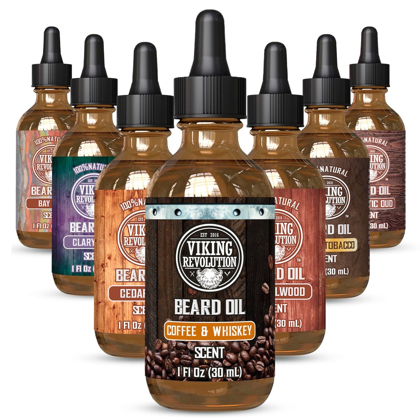 Viking Revolution Sandalwood Beard Oil for Men - Natural Mens Beard Oil with Argan Oil and Jojoba Oil - Beard Softener, Strengthens and Moisturizes - Beard Conditioner for Men (Sandalwood, 1 Pack)