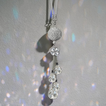 Bling Car Accessories for Women and Men - Cute Decor, Lucky Crystal Sun Catcher Ornament, Rear View Mirror Ball Charm