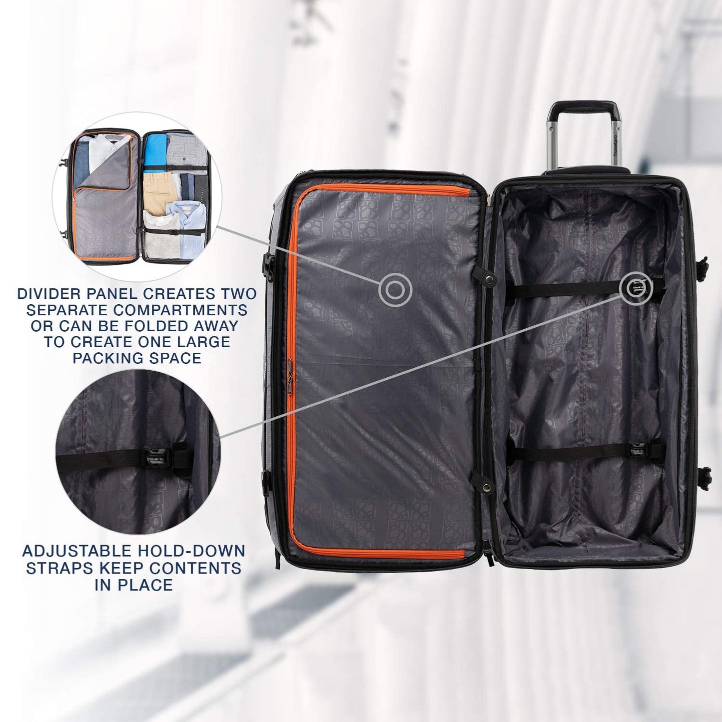 Travelpro Bold Drop Bottom Wheeled Rolling Duffel Bag, Grey/Black, 30-Inch