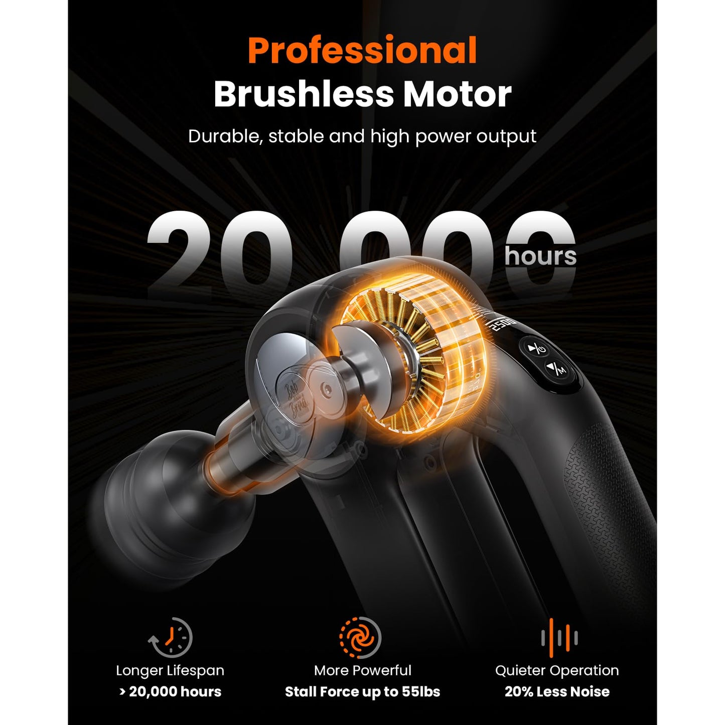BOB AND BRAD D5 Pro Plus Massage Gun with Heat, 13mm Amplitude Deep Tissue Percussion Massage Gun with Max Power for Muscle Therapy, Professional Muscle Massager, Ideal Gift