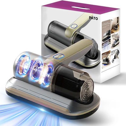 12KPa, PATO Mattress Vacuum Cleaner, Wireless Handheld Bed Vacuum Cleaner with UV-C Light, HEPA Filter and Ultrasonic